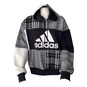 Hoodie sudadera Adidas upcycled Unisex B&W